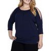 Michael Kors Women's Plus Size Chain-Neck Cold-Shoulder Top Dark Blue Size 3X