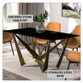thumbnail image 4 of LeisureMod Nuvor Modern Dining Table with a 71" Glass Rectangular Top and Gold Steel Base for Kitchen and Dining Room, Black/Gold, 4 of 10