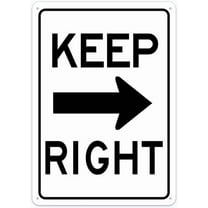 Lane Guidance Sign Keep Right Sign Metal 12"X8" Rust Free Aluminum,Indoor & Outdoor Use For Fence And Yard