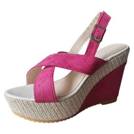 

PEASKJP Womens Sandals Dressy Woven Women s Flat Sandals - Strappy Braided Sandals Beach Sandals for Women Dressy Summer (Hot Pink 6.5)