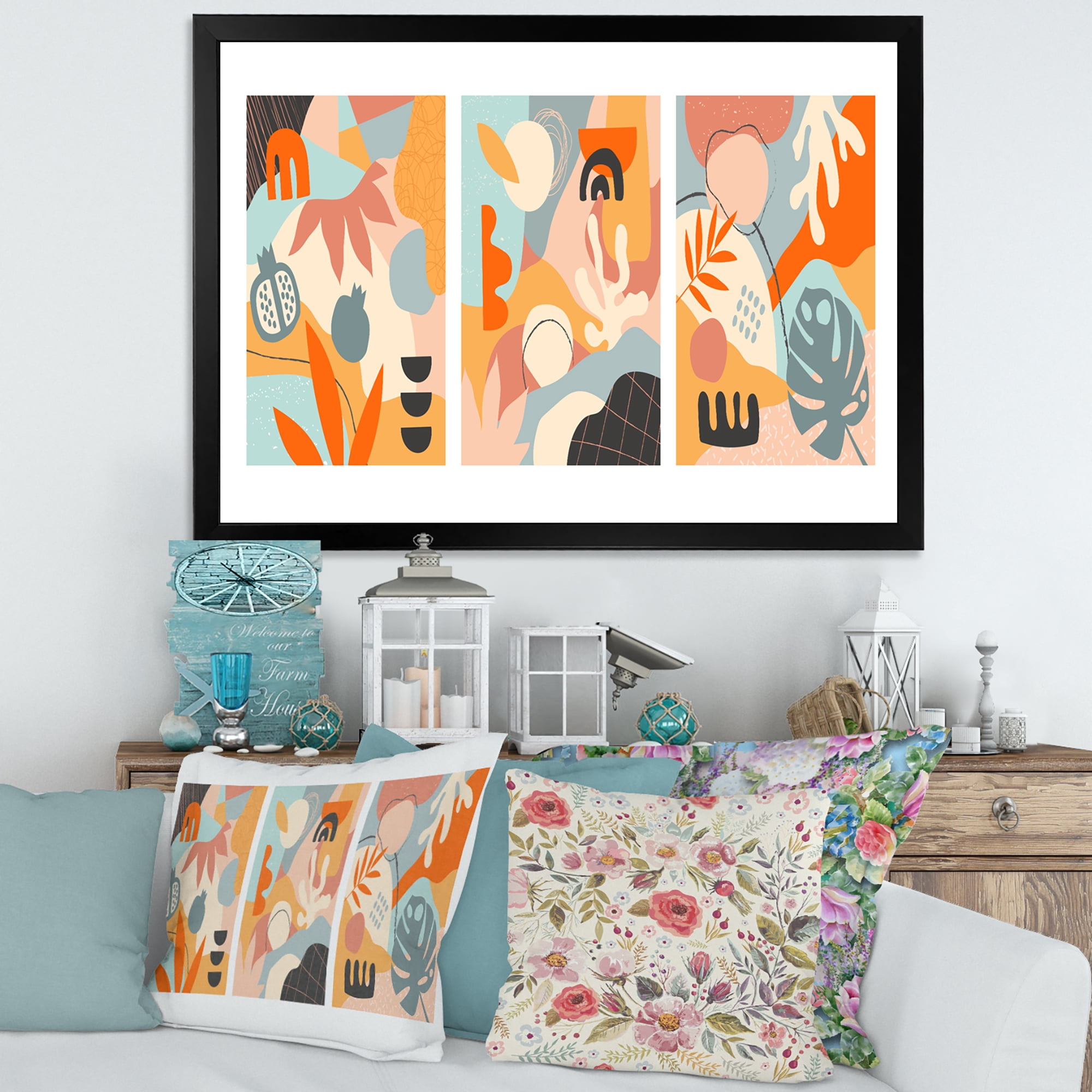 Designart 'Compostion Minimalistic of Organic Shapes VII' Modern Framed Art Print