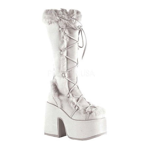 Demonia Women's Goth Emo Platform Boots, Camel 311 with Faux Suede