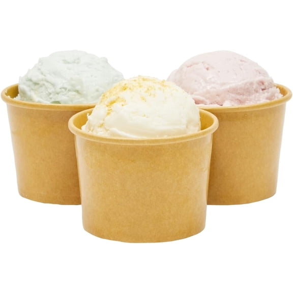 50 Count   Dessert Cups - 5 oz, Light Brown,  Classic - Leak-Resistant, Disposable Ice Cream Cups & Soup Bowls for Ice Cream Party Supplies