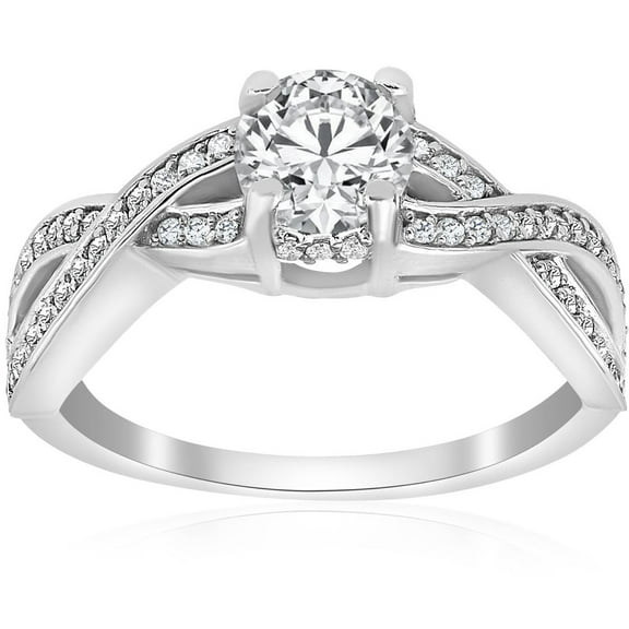 Empire Jewel Round Cut Brilliant 1.2 Ct Diamond Ring For Women's - Infinity Diamond Rings - 14K White Gold Plated White Gold Plated Diamond Ring - Anniversary Gift Clearance Ring - Promise Gifts