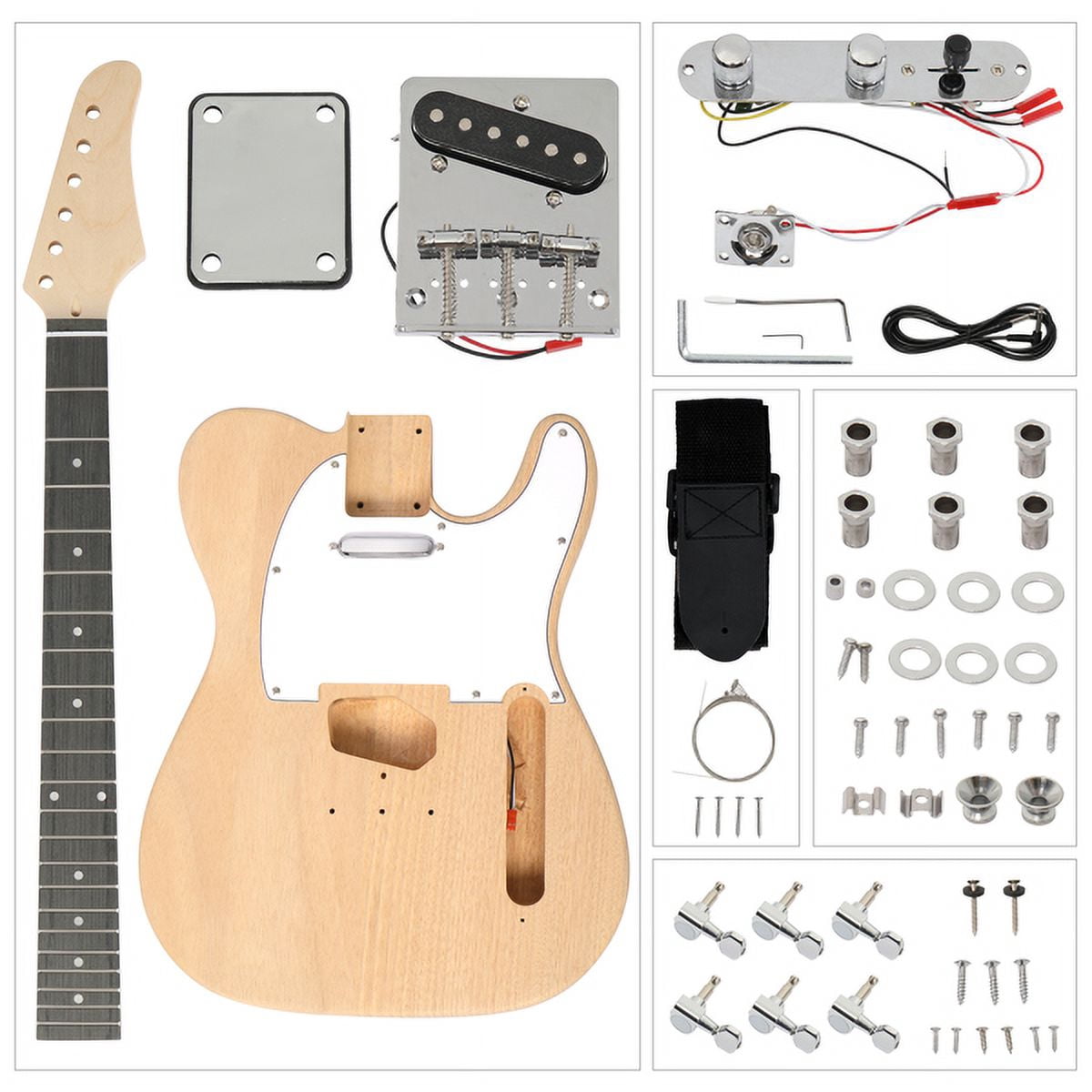 DIY 6 String TL Style Guitar Kits with Mahogany Body, Maple Neck and Accessories