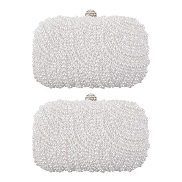 2X Bolso de Embrague de Moda Bolso Nupcial de Fiesta con Cuentas Bolso de Noche de Boda