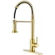 thumbnail image 1 of Grifo de Cocina FORIOUS para Fregadero con Rociador Abatible Extraíble Comercial 1 Manija Acero Inoxidable Oro Champagne Forious FF0024G, 1 of 2