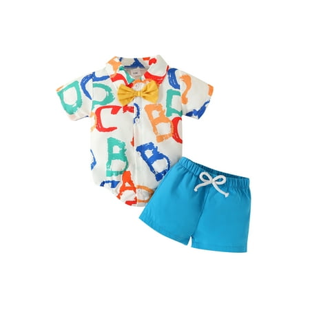 

WakeUple 0-18 Months Summer Baby Boys Clothes Sets Infant Newborn Short Sleeve Romper Tops Short Pants Children Outfit