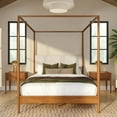 thumbnail image 2 of Harbor Queen Canopy Bed with Upholstered Headboard, Pecan/Swiss Coffee, 2 of 7