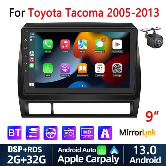 Guwzn Car Stereo Radio for Toyota Tacoma 2005-2013 9" Touchscreen 2 32G Vehicle GPS Navigation Wireless CarPlay Android Auto