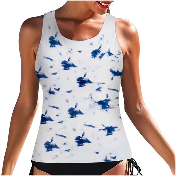 Halter Tankini Tops for Women Swimwear Top Only Back Cutout Tankini Top