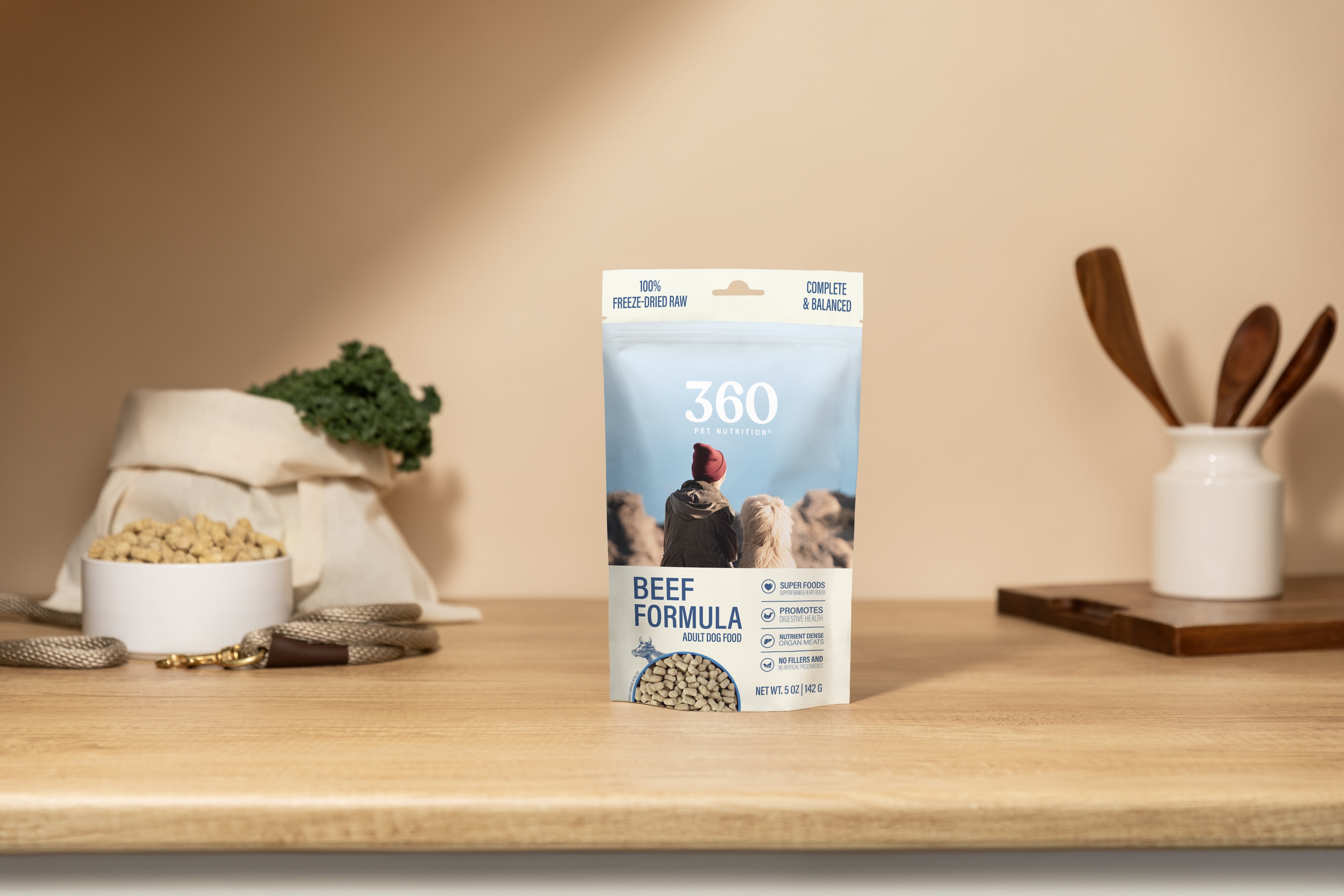 360 Pet Nutrition Beef Flavor Freeze Dried Dog Food, 5 oz. Bag