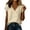 *1-Beige, variant on Women's Cotton-Linen Blend Short Sleeve Wrap V-Neck Blouses,Ladies Casual Rolled Cuff Tops,Breathable Summer Daily Wear Shirts For Women,Bronze,S-2XL