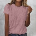 thumbnail image 3 of Blusas para las Mujeres Casual Impreso Cuello Redondo Suéter Manga Corta Blusa, Ligero Casual Top, 3 of 4