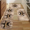 thumbnail image 2 of 1/2pcs Kitchen Mats, Suitable For Farmhouse And Country Kitchen Floors, Texas Star Non-Slip High-Quality Comfortable Standing Mats, BrownFlannel Floor Mats, 2 of 15