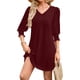 thumbnail image 2 of TaTaai Women's Solid Color V-Neck Three Quarter Sleeve Dress Casual Fashion Elastic Cuffs Soft Comfortable Polyester Fabric Versatile Midi Dress for Spring Summer Daily Dating Party Work Gift, 2 of 6
