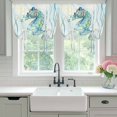 thumbnail image 5 of Tie Up Curtains for Windows Hippocampus Valance Adjustable Balloon Curtain Ocean Marin Life Teal Coral Tie Up Shades for Kitchen Living Room Bedroom Privacy Curtain Drape 34x45 Inch, 5 of 9