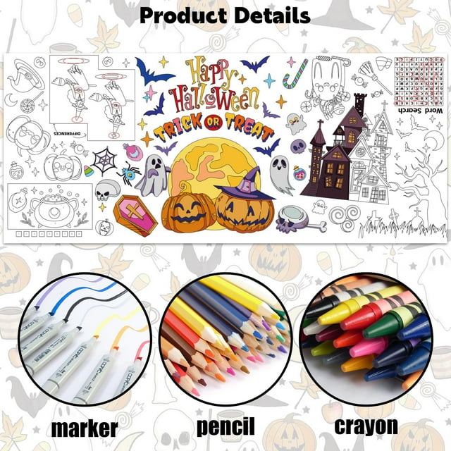 Halloween Coloring Tablecloth Large Happy Halloween Coloring Tablecloth for Kids Jumbo Happy Halloween Paper