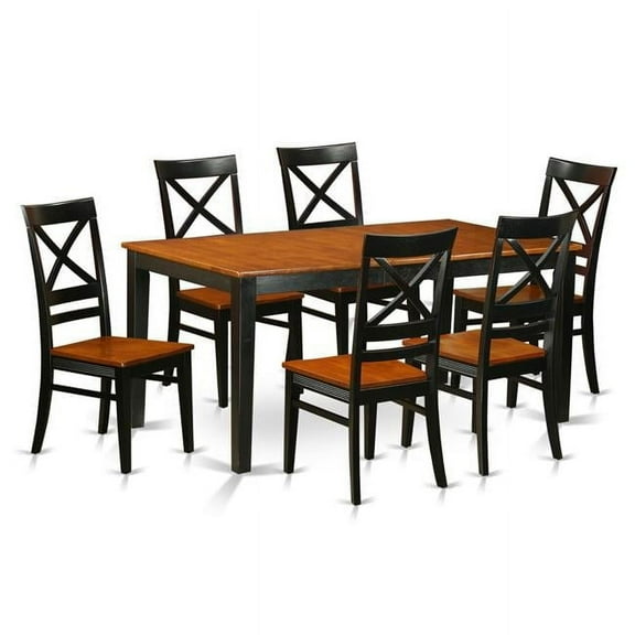 Set - Dining Table & 6 Chairs, Black & Cherry - 7 Piece