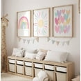 thumbnail image 2 of Hieng 3Pcs Pink Nursery Canvas Wall Art Rainbow Poster Kids Bedroom Baby Girls Toddler Pastel Wall Decor Prints Sun Boho Pink Sunshine Painting for Classroom School Nursery Decoration 12x16in, 2 of 6
