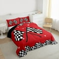 thumbnail image 3 of Homewish Raceing Flag Queen Comforter Set,Classic Checkerboard Bedding Sets,Red White Black Bedding Comforter Set For Boys Kids,Microfiber Bedroom Decor Reversible,3-Piece, 3 of 8