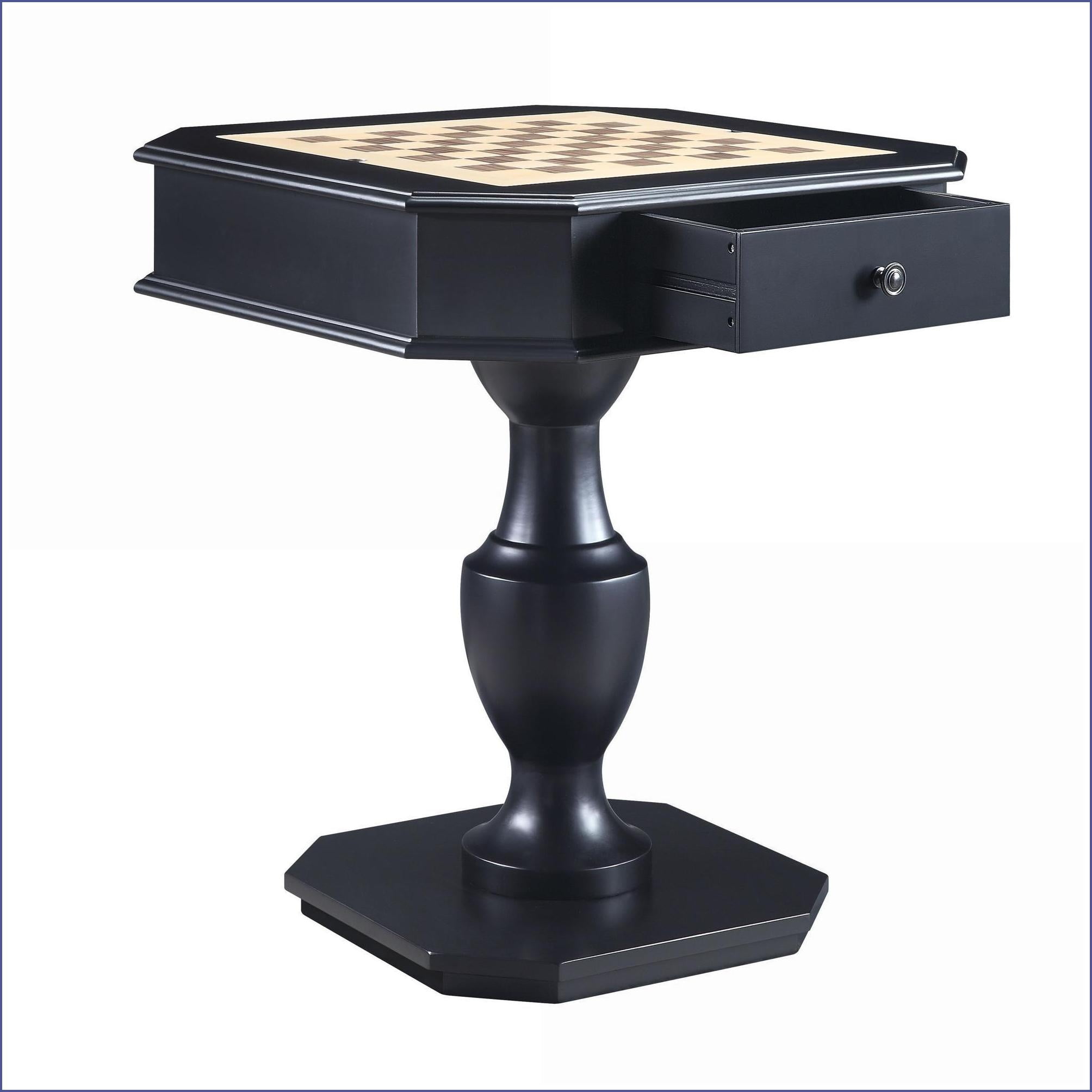 Game Table with Reversible Game Tray & Storage Drawers | Black Finish | Wood & MDF | Black | Synthetic Wood