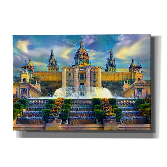 Epic Graffiti 'Barcelona Spain Montjuic' by Pedro Gavidia, Canvas Wall Art, 26"x18"