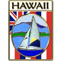 US STATES PIN, HAWAII SAILBOAT - Novelty Patriotic Enamel Lapel PIN - 1"