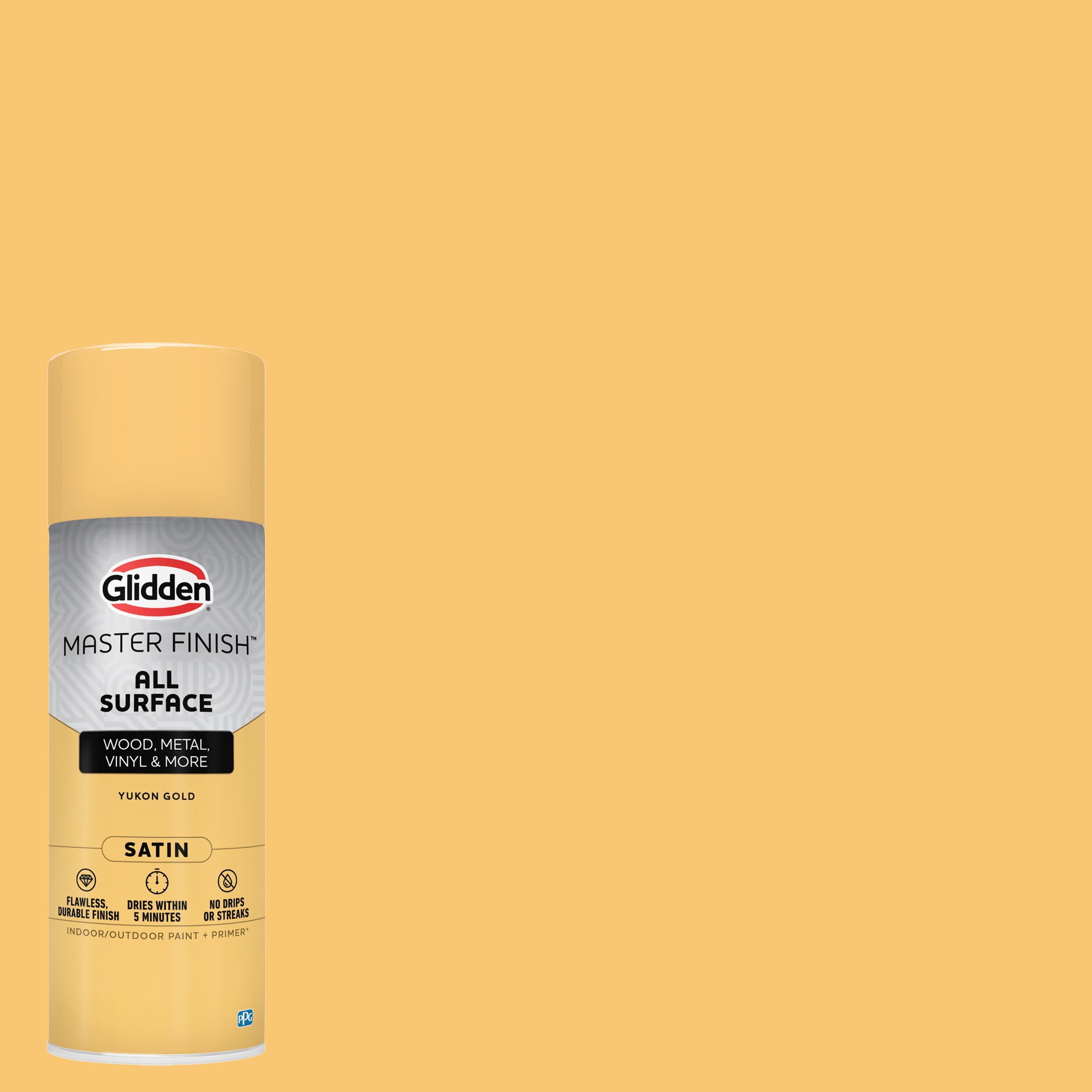 (6 pack) Glidden Master Finish 12 oz. Satin Yukon Gold Interior/Exterior All Surface Spray Paint and Primer