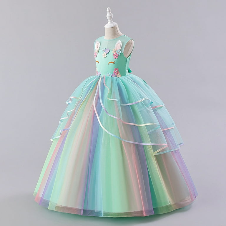 HAWEE Girls Unicorn Princess Dress Fancy Party Costume Dress up