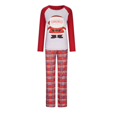 

Clearance Matching Christmas Family Pajamas Sets Xmas Cute Santa Claus Print Pjs Plaid Long Sleeve Tops and Bottom Holiday Sleepwear