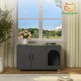 thumbnail image 5 of Amunrbrek Hidden Litter Box Enclosure with Front Door & Cat Scratch Mat, Black, 5 of 11