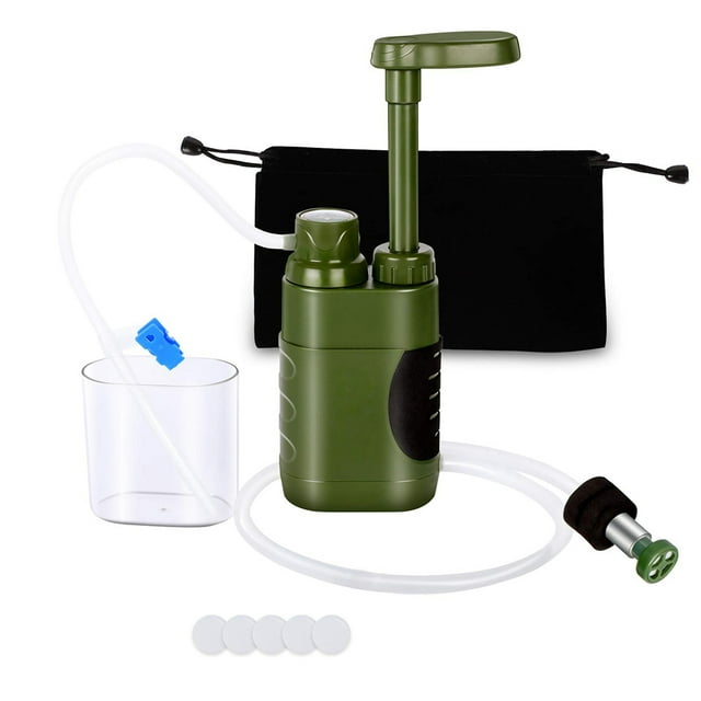 Filtre d'Eau Extérieur avec Paille, Système de Filtration d'Eau, Purificateur d'Eau pour la Préparation Familiale, Camping, Randonnée, Urgence