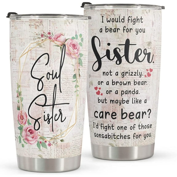 Gifts For Best Friend Women - Stainless Steel Floral Rose Tumbler 20oz - Unique Gifts For Bestie, Soul Sister, BFF, Coworker - Birthday Gifts Idea For Best Friend Friendship Gifts For Women