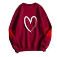 thumbnail image 4 of Heart Pullover Tops for Women Fall Fleece Sweatshirts Crewneck Shirts Fashion Cute Heart Elbow Patch Long Sleeve Sweatshirt Casual Loose Comfy Jumper Sweaters Teen Girls Outfits Clothes, 4 of 6