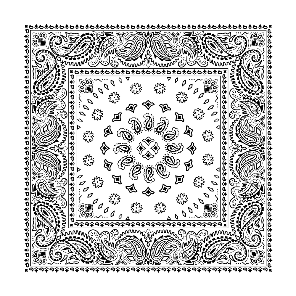 White Square Burst Paisley Bandana - Single Piece 22x22 - Walmart.com