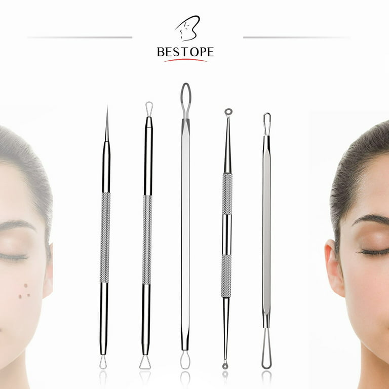 BESTOPE Blackhead Remover Tool, Pimple Popper Tool Kit, Blackhead Extractor  tool for Face, Extractor Tool for Comedone Zit Acne Whitehead Blemish,  Stainless Steel Extraction Tools 