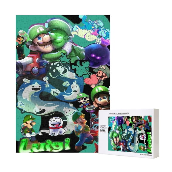 Luigi-s Mansion Wooden Picture Puzzle 300 Piece Jigsaw Puzzle for Adults Challenging Puzzle Game Gifts