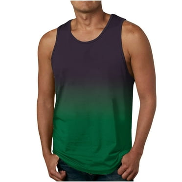 Leesechin Men's Tank Tops Big and Tall Summer Gradient 3D Print Tank Top Workout Sports Sleeveless Round Neck T-shirt Tank Top/shirt Blouses on