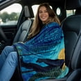 thumbnail image 2 of 1pc Bigfoot in Forest Nighttime Throw Blanket - Plush Flannel Bedspread with Sasquatch & Pine Tree Print, Deep Blue/Green/Navy, All-Season Couch or Bed Cover, Cryptid-Themed Gift for s &, 2 of 9