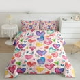 thumbnail image 2 of jejeloiu Kawaii Heart Print Full Size Comforter Sets,Happy Valentine'S Day Bedding Comforter Set,Colorful Graffiti Loves Bedding Sets For Girls,Microfiber Bedroom Decor Reversible,3-Piece, 2 of 8