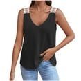 thumbnail image 2 of CLOISE Womens Tank Tops Loose Black Summer V Neck Comfy Casual T Shirts Fashion Sexy Sleeveless Solid Breathable Soft Blouse S, 2 of 8