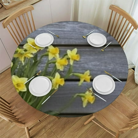 

SHERONV Flowers Theme Round Tablecloth 100% Polyester Table Cover Washable for Home Kitchen Outdoor Decoration 46 -50