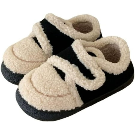Women s Kawaii Fuzzy Comfy House Shoes Fluffy Slippers Snow Boots Vintage Velcro with lamb wool Indoor Outdoor