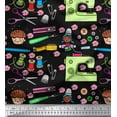 thumbnail image 1 of Soimoi Cotton Jersey Fabric Scissor,Buttons & Machine Sewing Print Fabric by Yard 58 Inch Wide, 1 of 1