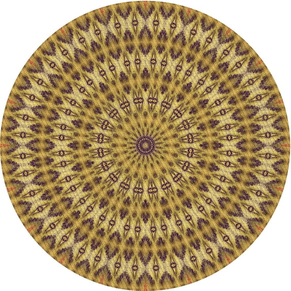Ahgly Company Machine Washable Indoor Square Transitional Yellow Area Rugs, 3' Square