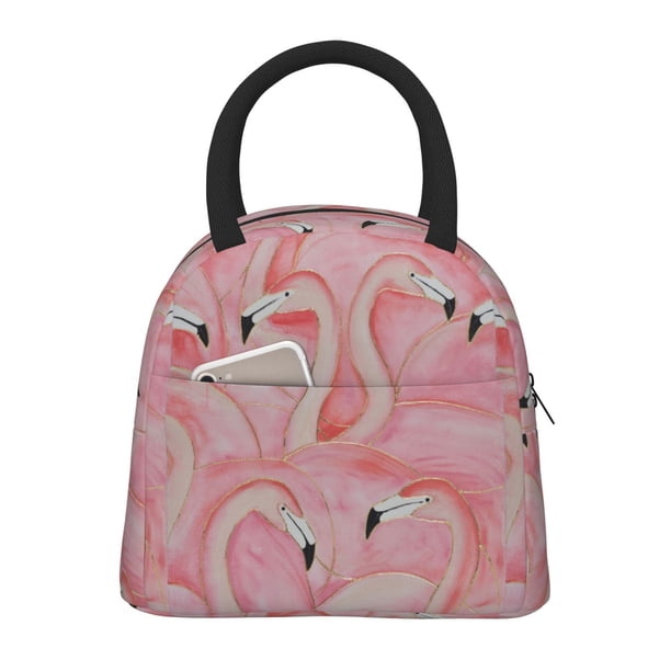 Fotbe Flamingos Bolsa de Almuerzo con Estampado, Lonchera Aislada, Contenedor de Comida Reutilizable Tipo Cooler a Prueba de Fugas