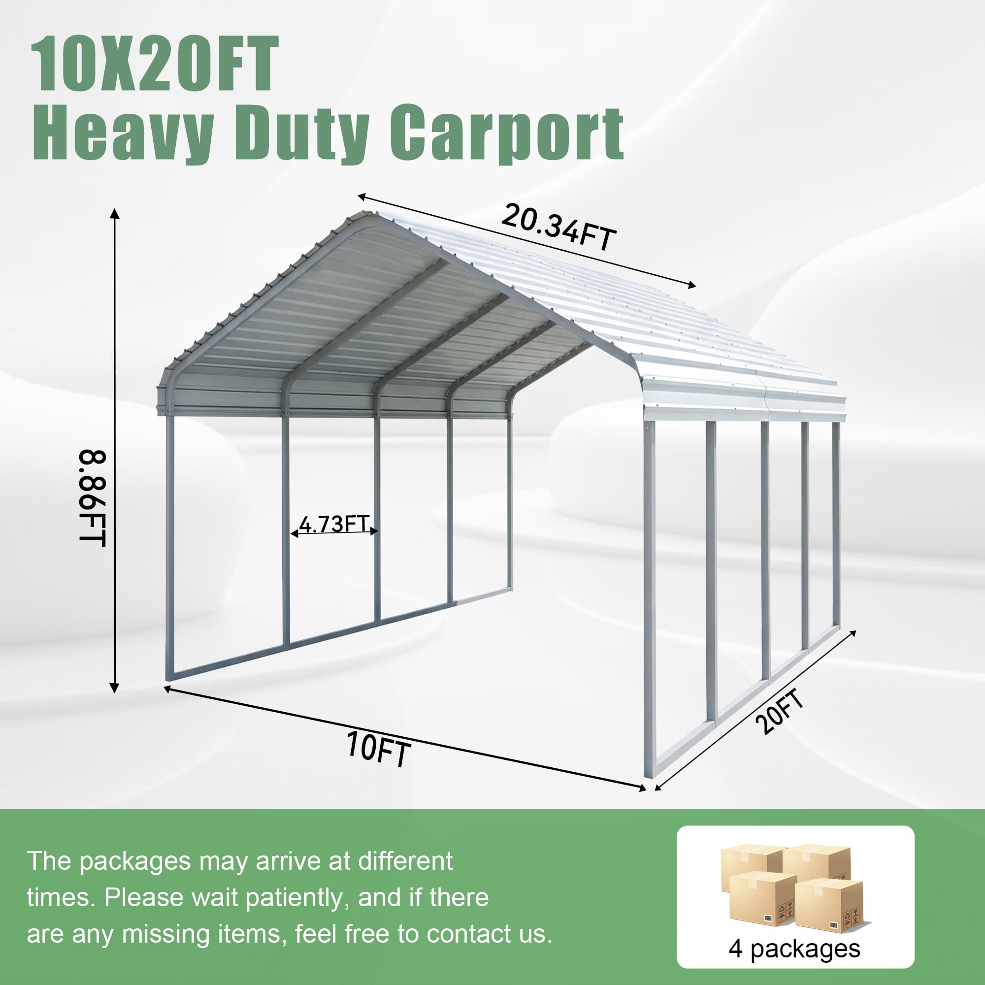 10x20 FT Heavy-Duty Portable Garage Carport Canopy with Reinforced Galvanized Steel Frame, All-Weather Shelter for RV Boat Truck Van Storage