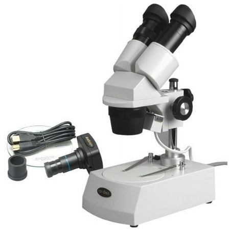 AmScope SE306-PZ-M Digital Binocular Stereo Microscope, WF10x and WF20x Eyepieces, 20X/40X/80X Magnification, 2X and 4X Objectiv