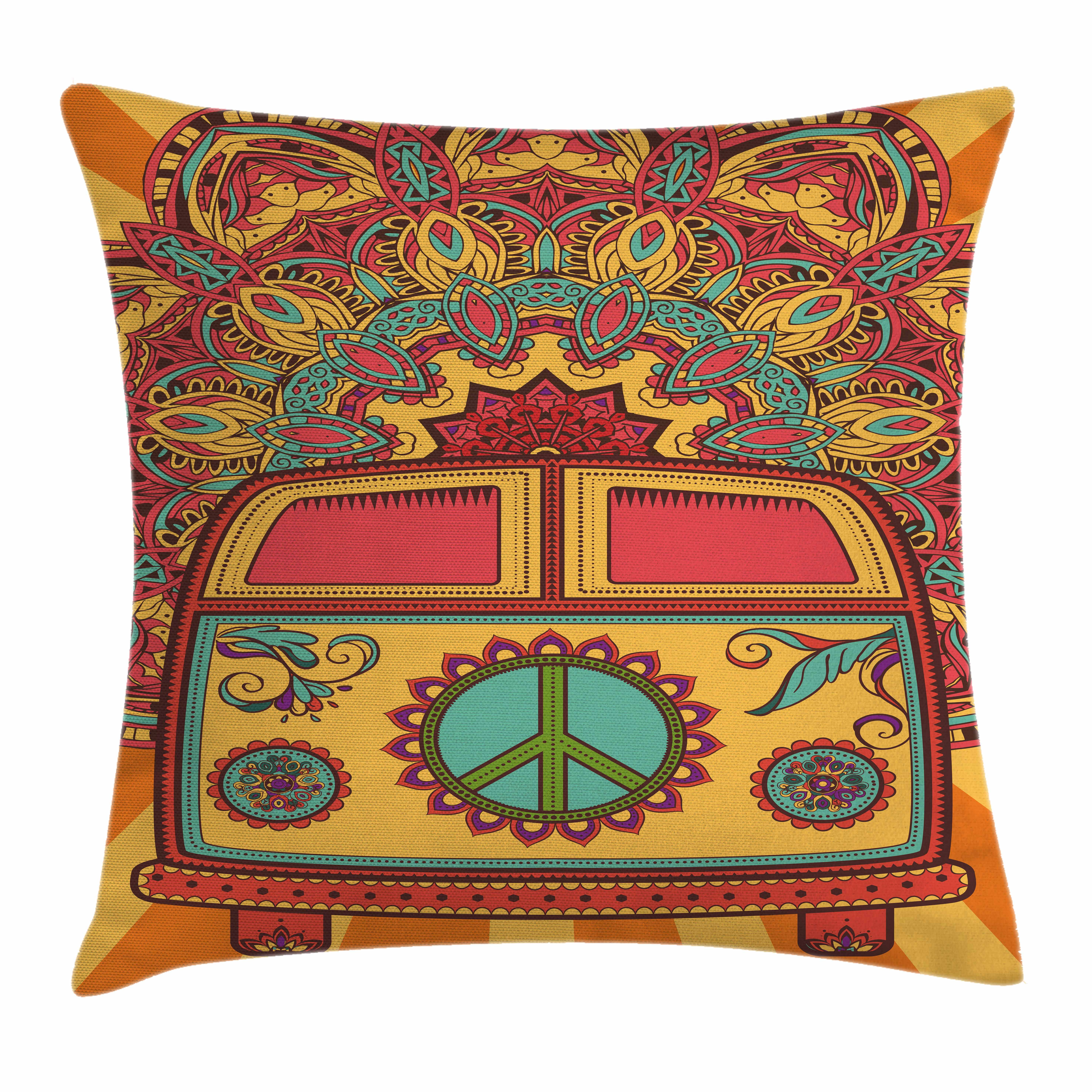 70s Party Decorations Throw Pillow Cushion Cover Hippie Vintage
